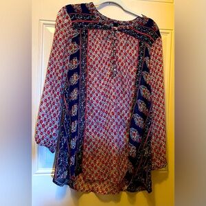 Lucky Brand Floral Bohemian Tunic Top Size 1X